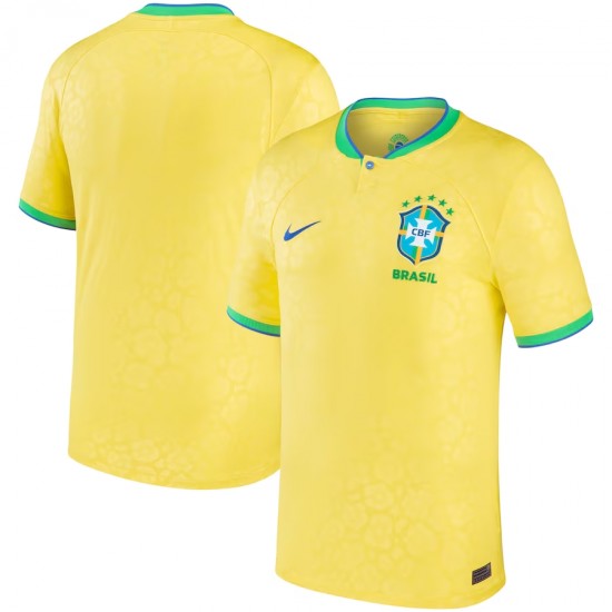 Brazil National Team Nike 2022/23 Home Breathe Stadium Replica Blank Jersey - Yellow