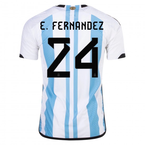 Men's Authentic adidas E. Fernandez Argentina Home Jersey 2022 - 3 Stars