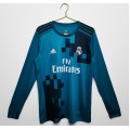 Real Madrid 17/18 season retro away jersey long sleeve-green