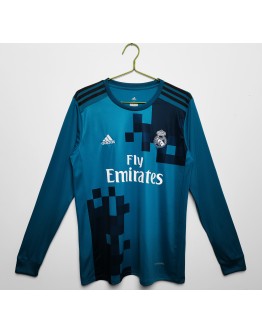 Real Madrid 17/18 season retro fan version away jersey long sleeve-green