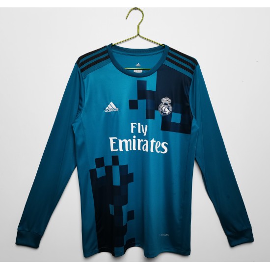 Real Madrid 17/18 season retro away jersey long sleeve-green