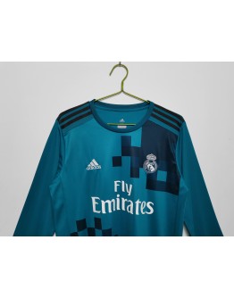 Real Madrid 17/18 season retro fan version away jersey long sleeve-green