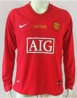 Manchester United 07/08 season retro long-sleeved fan version home jersey-red