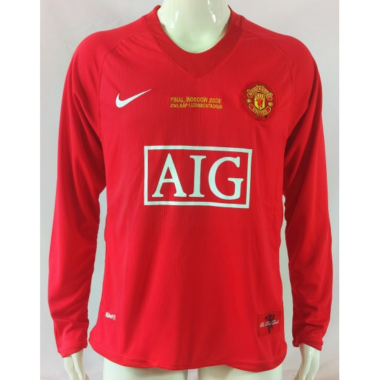 Manchester United 07/08 season retro long-sleeved home jersey-red