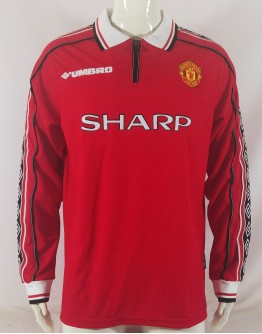 Manchester United 98/00 season retro long-sleeved fan version home jersey-red