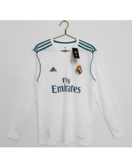 Real Madrid 17/18 season retro fan version long-sleeved home jersey -white