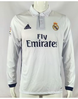 Real Madrid 16/17 season retro fan version long sleeves home jersey -white