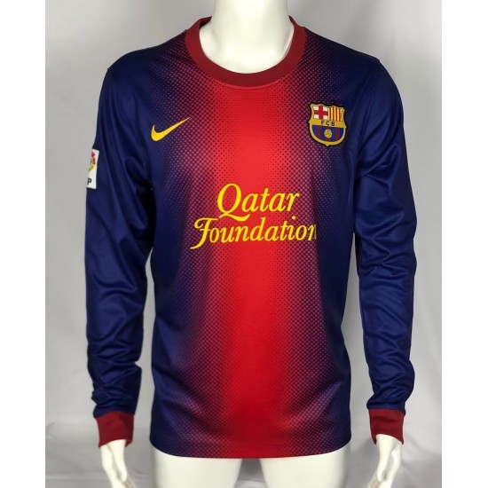 12/13Barcelona Messi retro home fan version  long sleeves jersey-Royal