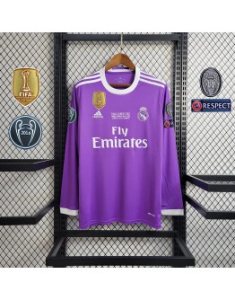 Real Madrid 16/17 season retro fan version away jersey long sleeve-Purple