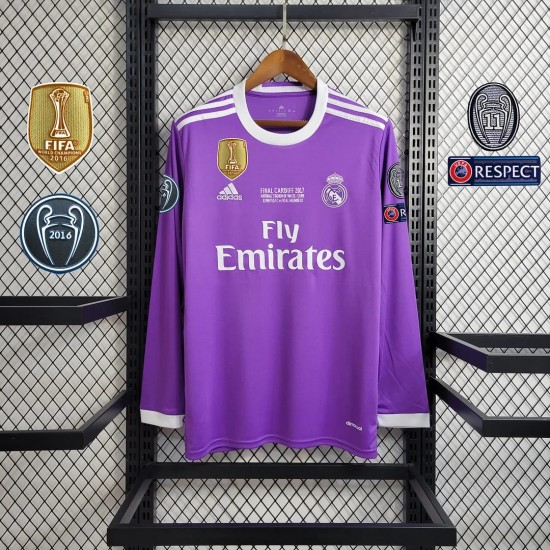 Real Madrid 16/17 season retro fan version away jersey long sleeve-Purple