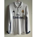 Real Madrid 16/17 season retro fan version long-sleeved home jersey -white