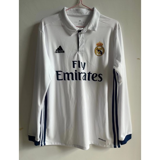 Real Madrid 16/17 season retro fan version long-sleeved home jersey -white